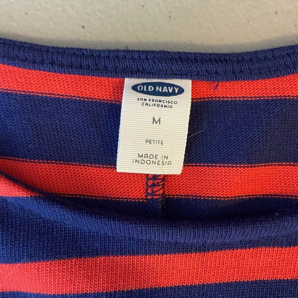 Old Navy Womens Petite Medium Blue Red Striped Dress Nautical 3/4 Sleeve - Picture 3 of 5